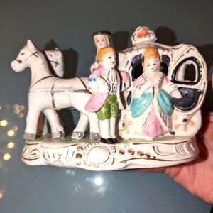 Victorian French Horse Drawn Carriage Porcelain Figurine Cinderella
